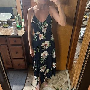 ‼️MOVING SAME ❗️ Navy Floral Maxi dress with double slit